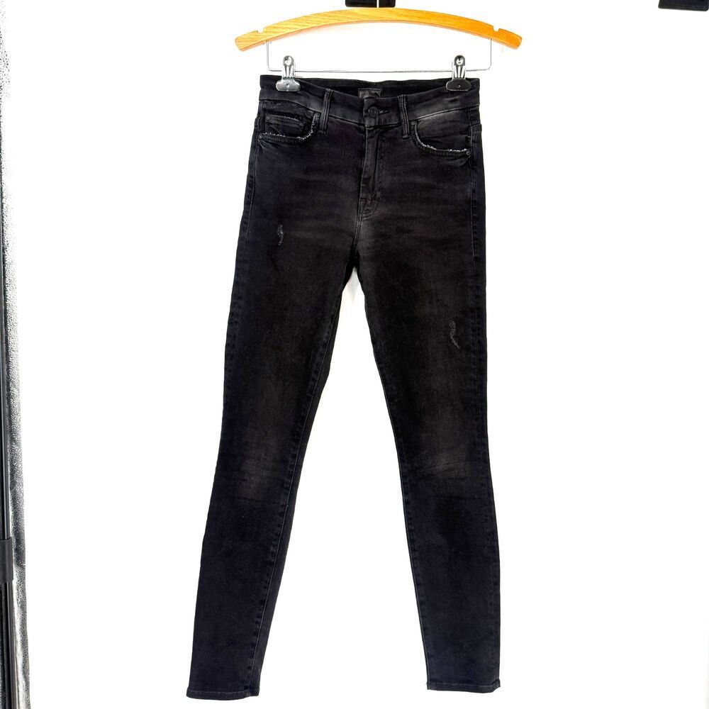 MOTHER High Waisted Looker Wait Until Dark Wash Black Skinny Emo Women Size 25